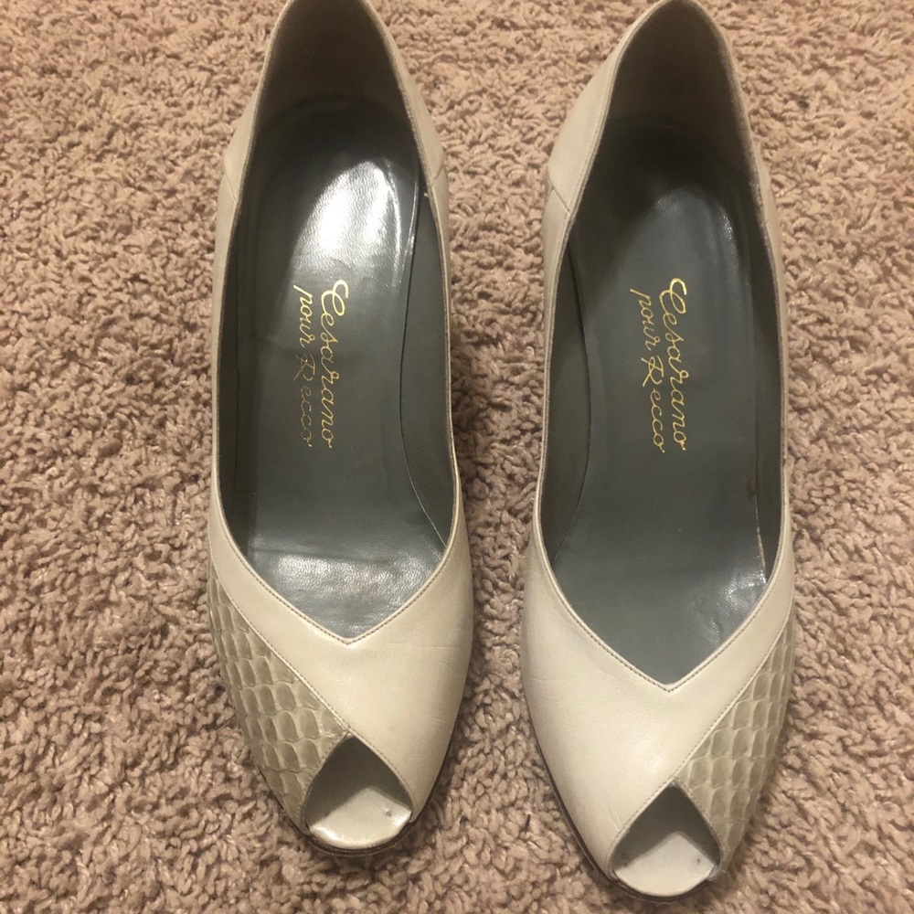 Cole Haan Cream Peep Toe Heels